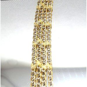 14k solid gold pave figaro chain with stars 2.6 mm 22"